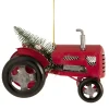 Northlight Transportation>3" Red Metal Tractor With Frosted Tree Christmas Ornament