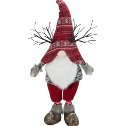 Gnomes*Northlight 30" Red Nordic Hat Standing Santa Christmas Gnome With Led Antler