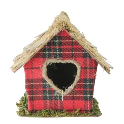 Northlight Woodland>5.25" Red Plaid Christmas Birdhouse Ornament With Heart Shaped Door