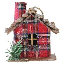 Northlight Woodland>4.25" Red Plaid Country Cabin Christmas Ornament
