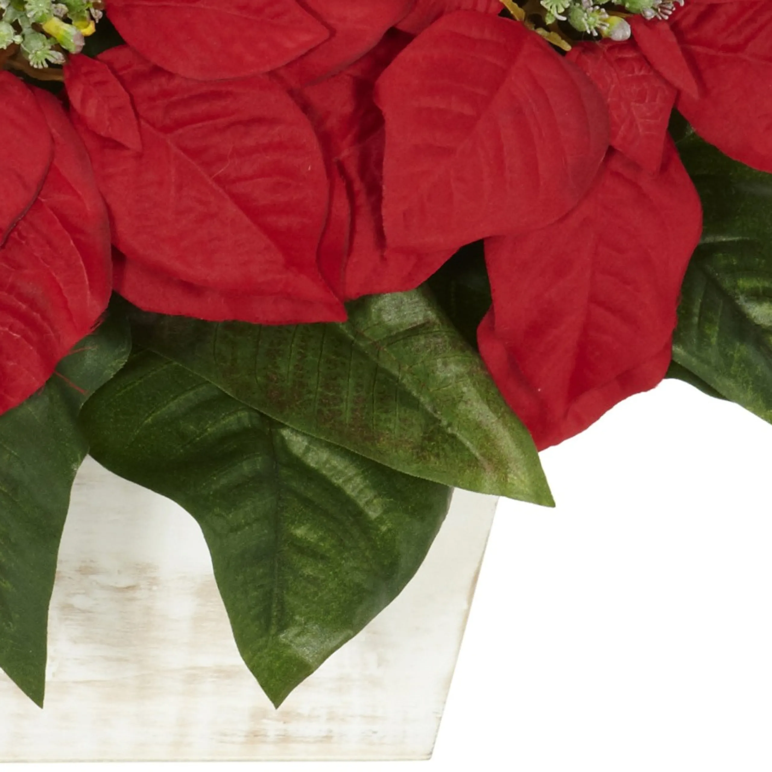 Floral*Nearly Natural 16.5" Red Poinsettia Silk Christmas Artificial Floral Arrangement In Planter