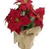 Floral*Northlight 13.5" Red Poinsettia With Pine Cones Artificial Christmas Floral Arrangement