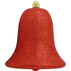 Christmas by Krebs Bells & Jingle Buddies>9" Red Shatterproof Glitter Christmas Bell Ornament