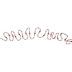 Beaded Garland*Kurt Adler 9' Red, Silver And Clear Faceted Beaded Christmas Garland - Unlit