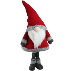 Gnomes*Northlight 28" Red Standing Christmas Santa Claus Gnome With Gray Faux Fur Trim