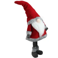 Gnomes*Northlight 28" Red Standing Christmas Santa Claus Gnome With Gray Faux Fur Trim