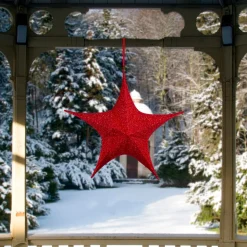 Outdoor Decorations*Northlight 25.5" Red Tinsel Foldable Christmas Star Outdoor Decoration