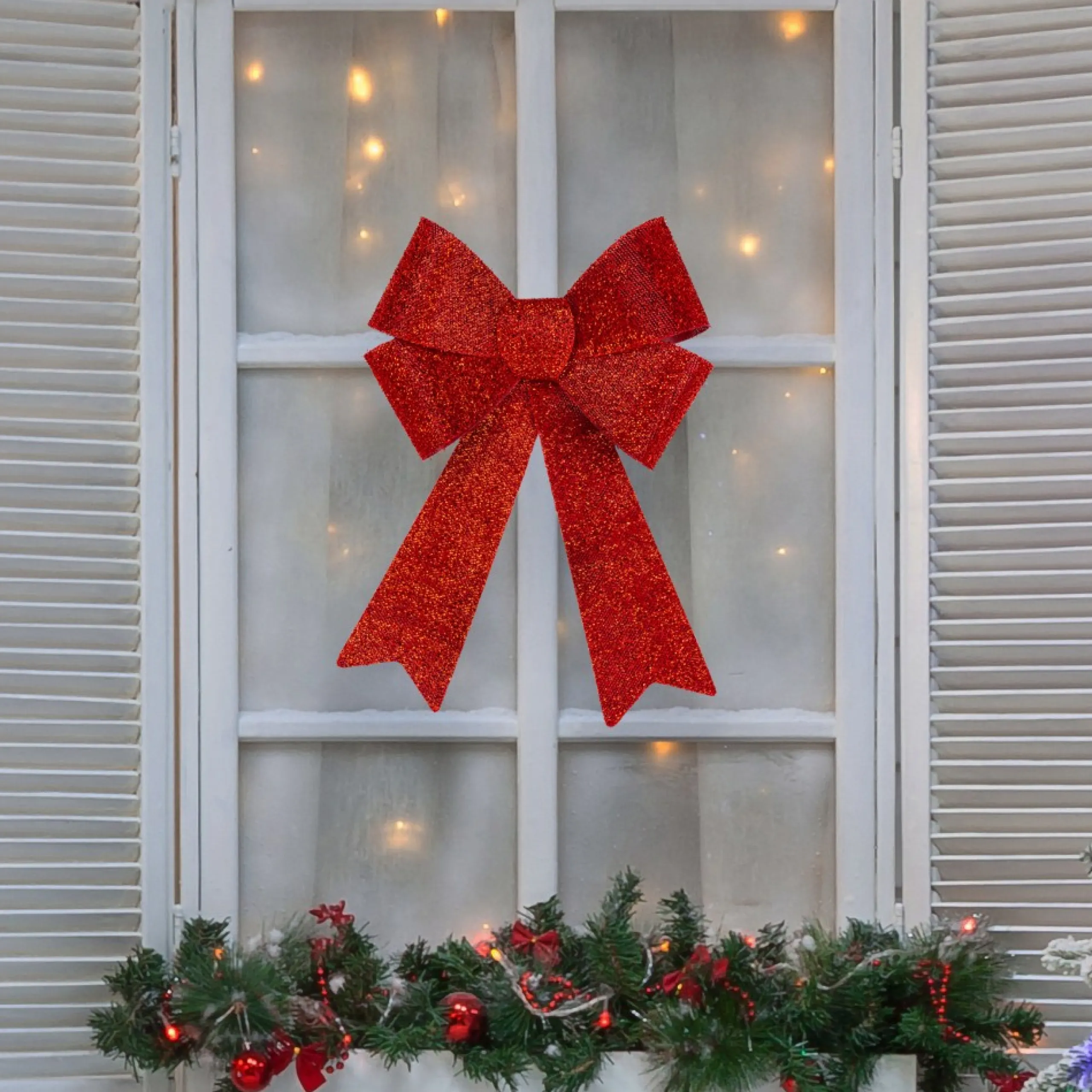 Bows*Northlight 18" Red Tinsel 4-Loop Bow Christmas Decoration