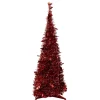 Northlight Pop Up Trees>6' Red Tinsel Pop-Up Artificial Christmas Tree, Unlit