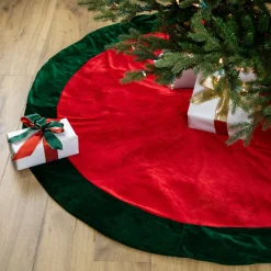 50 Inch And Larger*Northlight 60" Red Traditional Christmas Tree Skirt With Green Border Trim