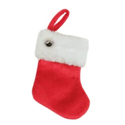 Stockings*Northlight 6" Red Velvet Christmas Stocking With Cuff And Silver Bell Accent