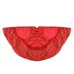 50 Inch And Larger*Northlight 60" Red Velvet Damask Sequin Embroidered Poinsettia Trimmed Scalloped Edge Christmas Tree Skirt