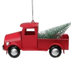 Northlight Transportation>4.5" Red Vintage Style Truck With Frosted Tree Christmas Ornament
