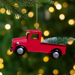 Northlight Transportation>4.5" Red Vintage Style Truck With Frosted Tree Christmas Ornament