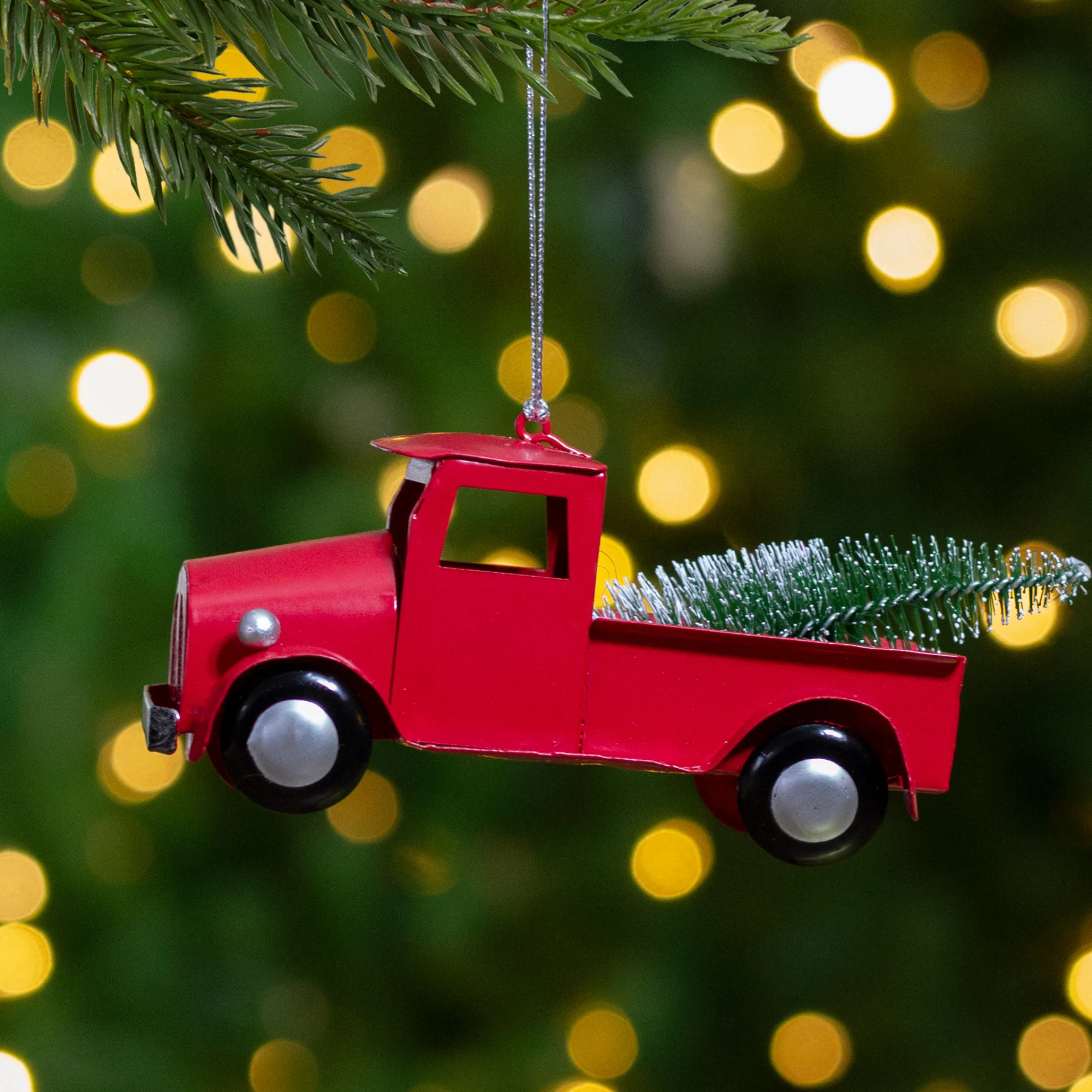 Northlight Transportation>4.5" Red Vintage Style Truck With Frosted Tree Christmas Ornament