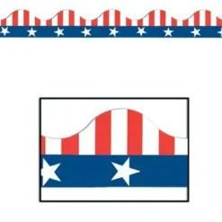 Beistle 144 Red, White And Blue Stars & Stripes Bulletin Board Border Trim Signs 3.75'