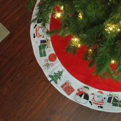 48 Inch And Smaller*Northlight 48" Red With White Border Christmas Day Fun And Surprise Christmas Tree Skirt