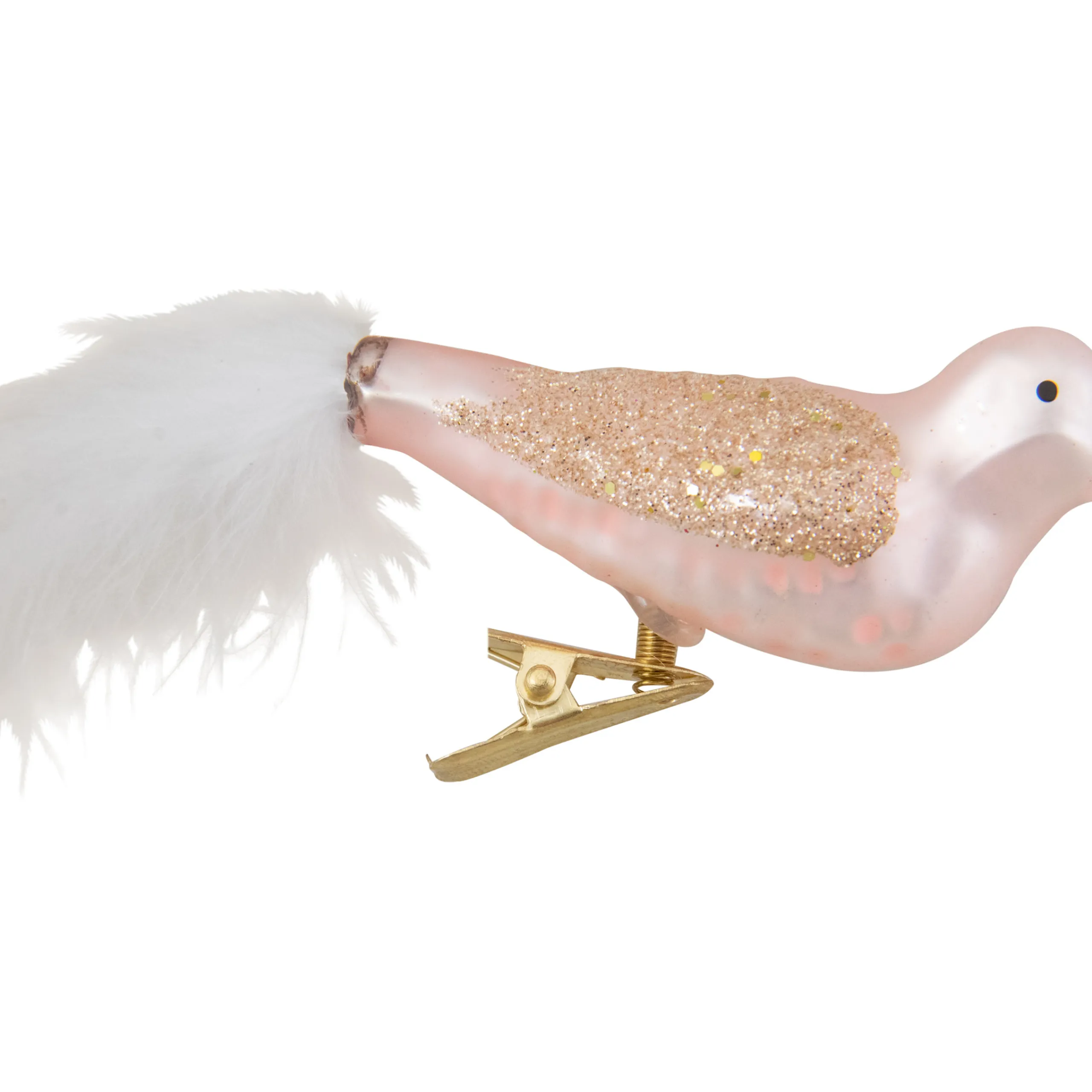 Northlight Animals>5.5" Rose Gold Bird With Feather Tail Glass Clip-On Christmas Ornament