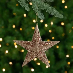 Northlight Stars>5.5" Rose Gold Star Shaped Christmas Ornament