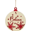 Northlight Stars>7" Round "Believe" Christmas Ornament Disc With Snowflake And Star Cutouts