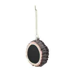 Melrose Woodland>3.5" Round Chalkboard Tree Stump Glass Christmas Ornament