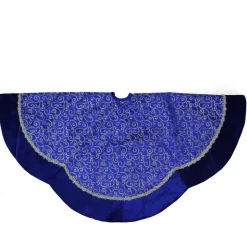 48 Inch And Smaller*Northlight 48" Royal Blue And Silver Swirl Christmas Tree Skirt With Scalloped Trim