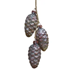 Northlight Pine Cones>7" Rust And Silver Pinecone Glass Christmas Ornament