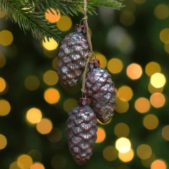 Northlight Pine Cones>7" Rust And Silver Pinecone Glass Christmas Ornament