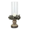 Candles & Holders*Raz 13" Rustic Acorn And Pinecone Tree Pillar Candle Holder With Glass Case