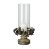 Candles & Holders*Raz 11" Rustic Acorn And Pinecone Tree Pillar Candle Holder With Glass Case