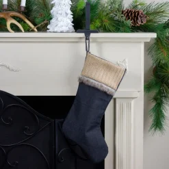 Stockings*Northlight 20" Rustic Burlap And Chambray Christmas Stocking