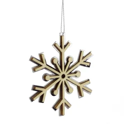 Midwest Snowflakes>4" Rustic Wooden Mirrored Snowflake Christmas Ornament