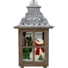 Candles & Holders*Northlight 16.5" Rustic Wooden Snowman Holiday Scene Christmas Pillar Candle Lantern