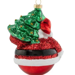Kat + Annie Pine Cones>4.5" Santa And Yule Tree Delivery Christmas Ornament