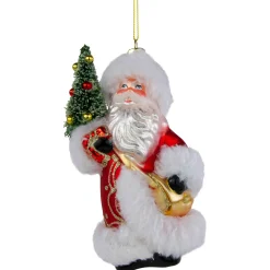 Northlight Santa Claus>6.25" Santa Claus With Christmas Tree Glass Ornament