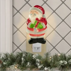 Northlight 6.75" Santa With Gift Frosted Christmas Night Light