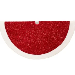 50 Inch And Larger*KSA 54" Sequins With White Border Christmas Tree Skirt