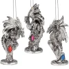 Holiday Creations Fantasy & Sci Fi>4" Set Of Three Gemstone Dragon Holiday Ornament Set