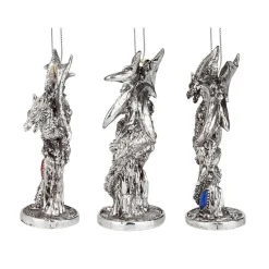 Holiday Creations Fantasy & Sci Fi>4" Set Of Three Gemstone Dragon Holiday Ornament Set