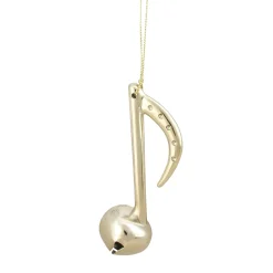 Midwest Entertainment>4.25" Shiny Gold Eighth Musical Note Jingle Bell Christmas Ornament