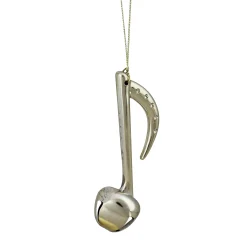 Midwest Entertainment>4.25" Shiny Gold Eighth Musical Note Jingle Bell Christmas Ornament