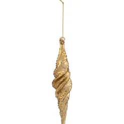 Northlight Finials>8.25" Shiny Gold Textured Finial Christmas Ornament