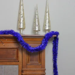 Unlit Garland*Northlight 50' Shiny Lavish Blue Christmas And Hanukkah Foil Tinsel Garland - Unlit