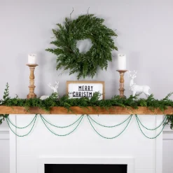Beaded Garland*Northlight 15' Shiny Metallic Green Beaded Christmas Garland - Unlit