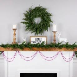 Beaded Garland*Northlight 15' Shiny Metallic Pink Beaded Christmas Garland, Unlit