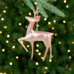 Northlight Animals>4.75" Shiny Rose Gold Reindeer Christmas Tree Ornament