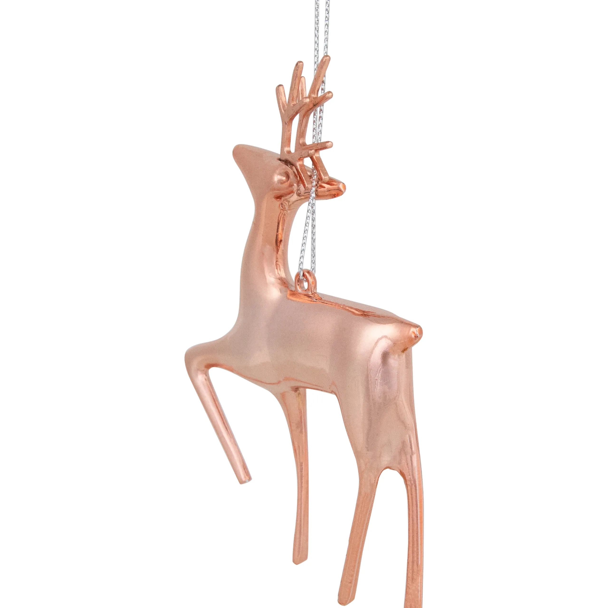Northlight Animals>4.75" Shiny Rose Gold Reindeer Christmas Tree Ornament