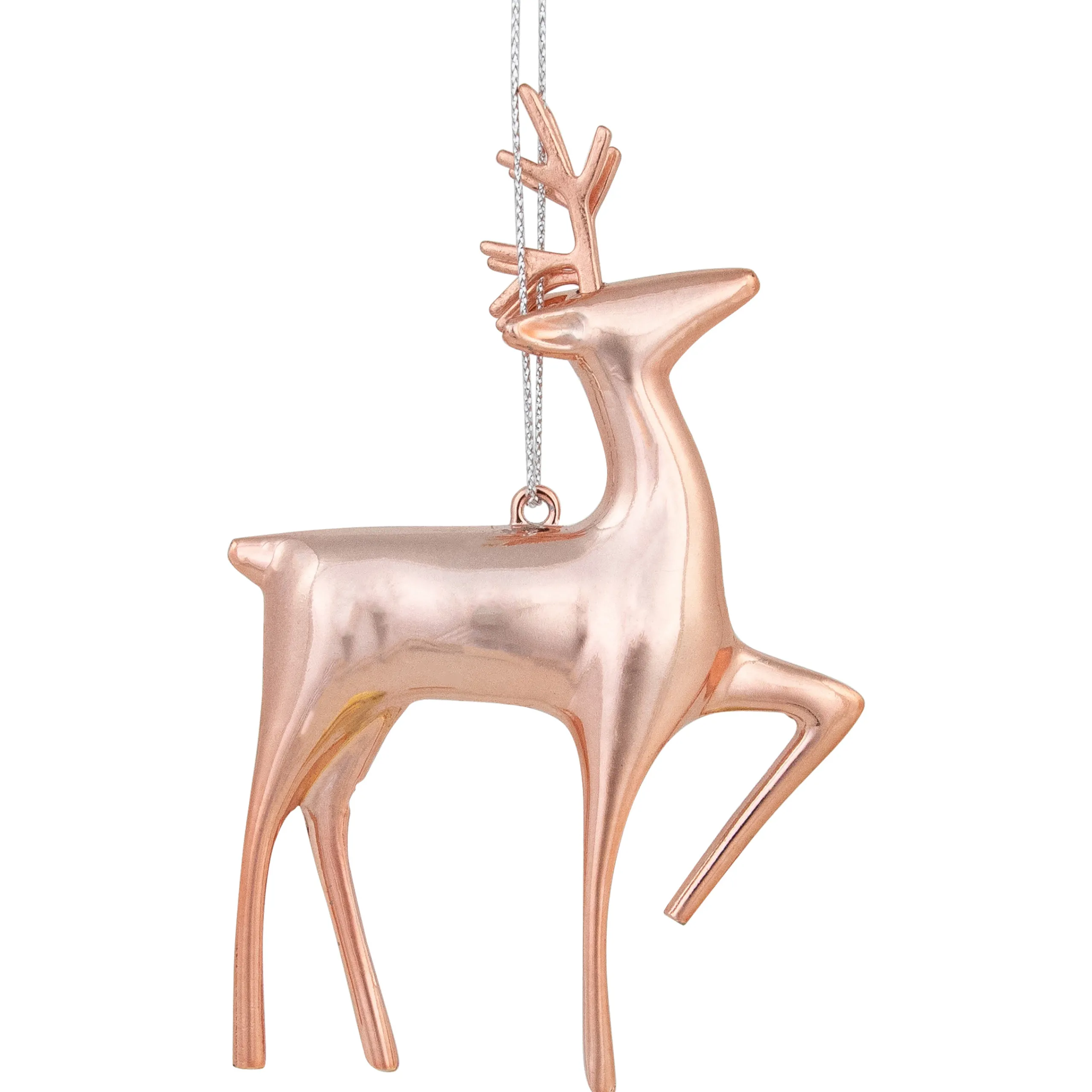 Northlight Animals>4.75" Shiny Rose Gold Reindeer Christmas Tree Ornament