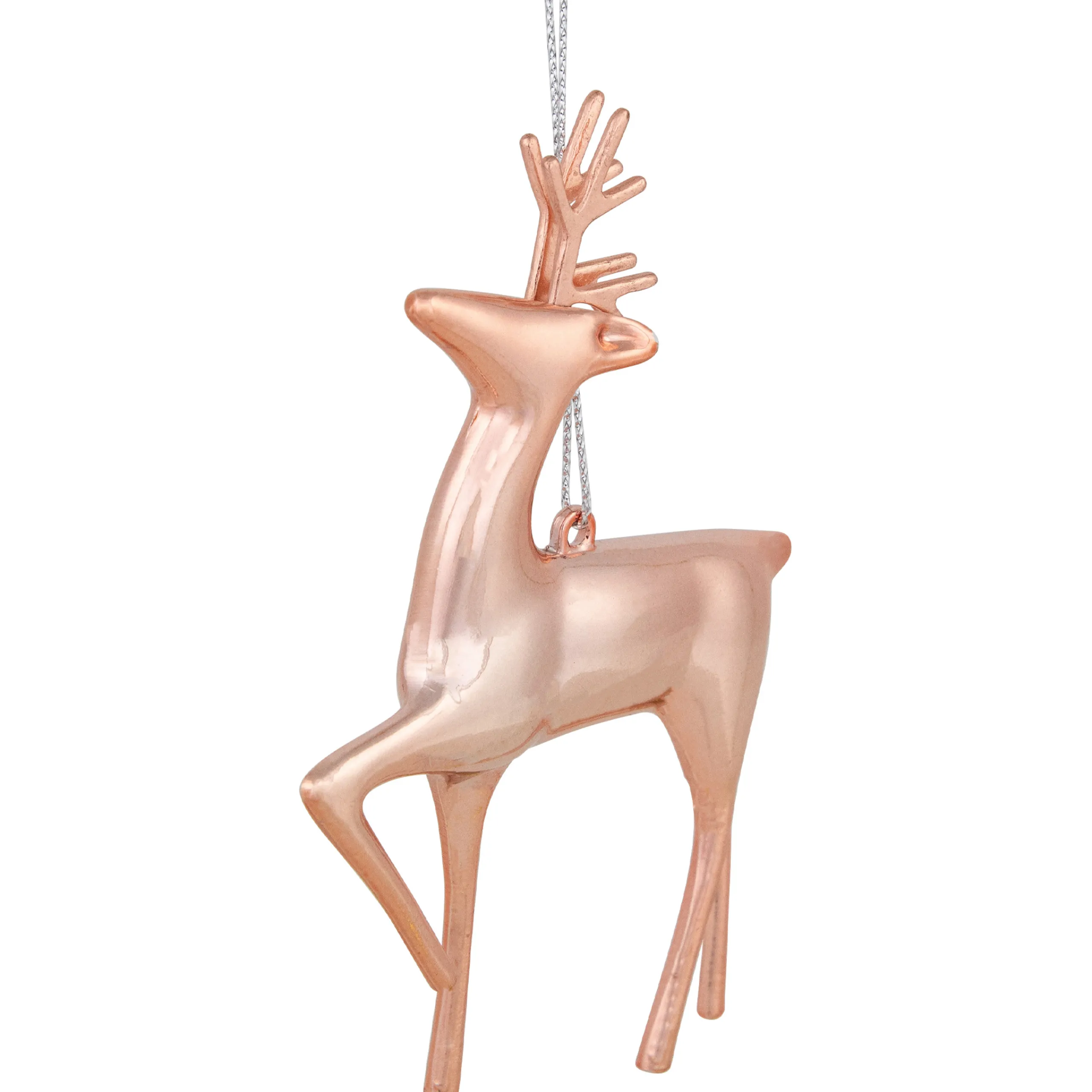Northlight Animals>4.75" Shiny Rose Gold Reindeer Christmas Tree Ornament