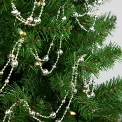 Beaded Garland*Northlight 15' Shiny Silver Mirrored Disco Ball Beaded Christmas Garland, Unlit